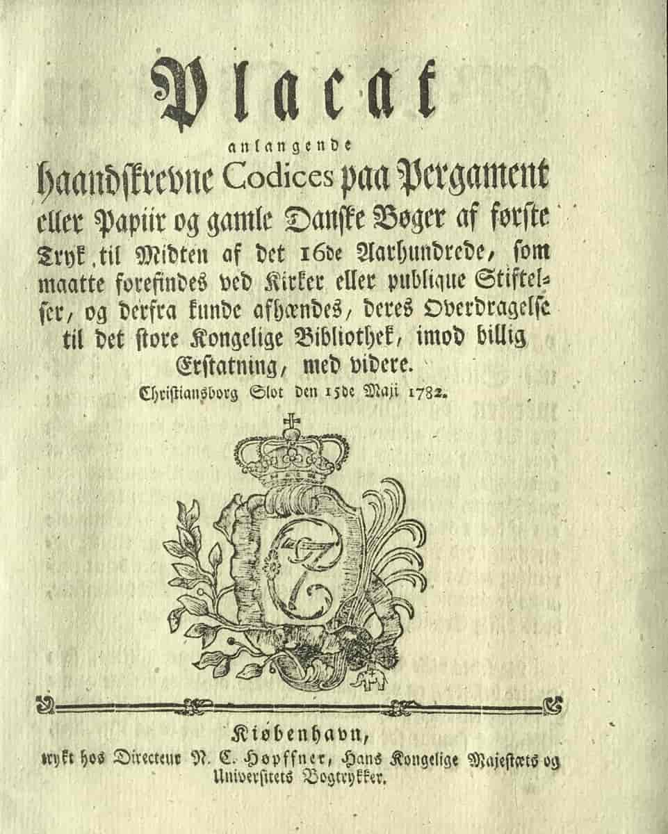 Plakat fra Chr. d. 7.s tid.
