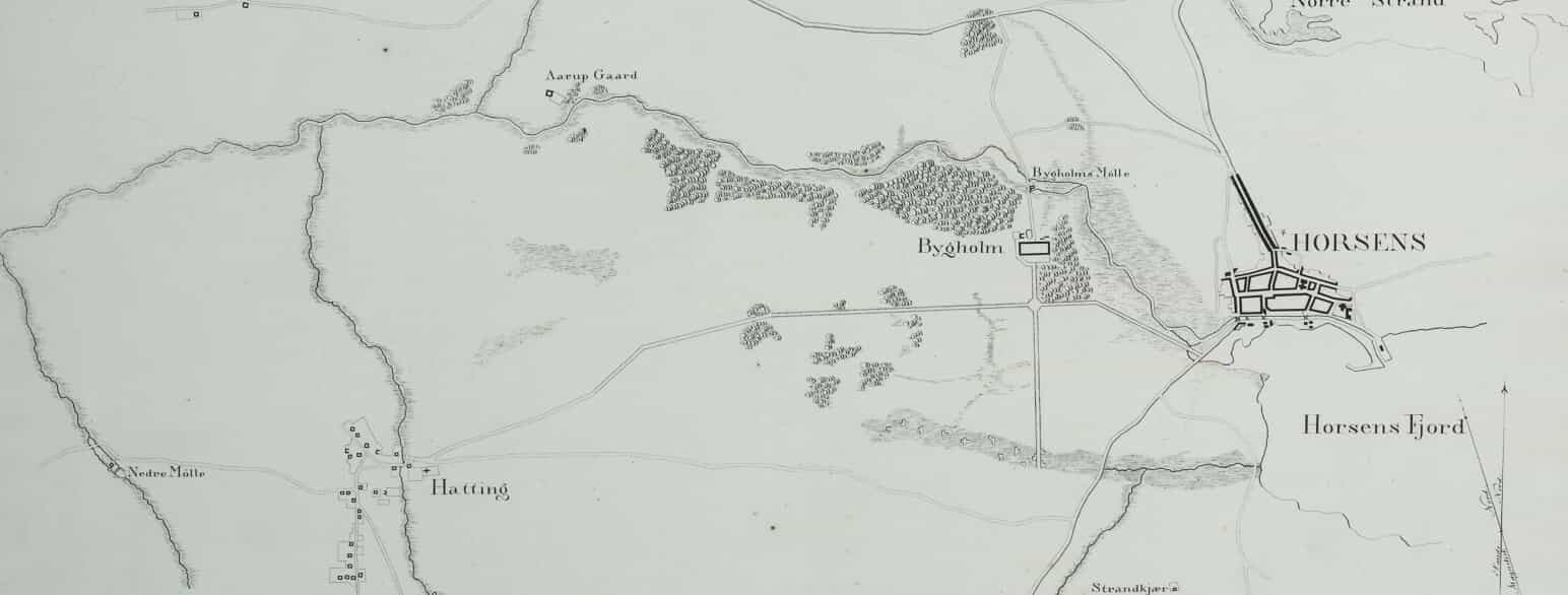 Kort fra 1823 over Horsens og omegn