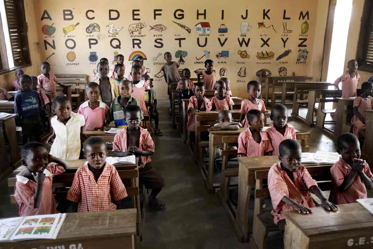Skoleklasse i Ghana 2007.