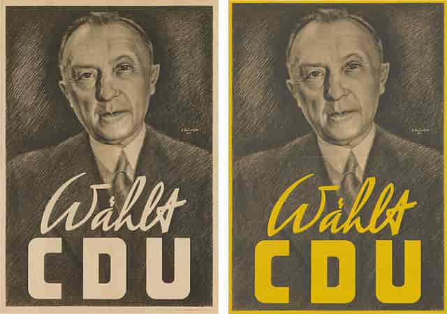 Valgplakat med Konrad Adenauer fra forbundsdagsvalget i 1949.