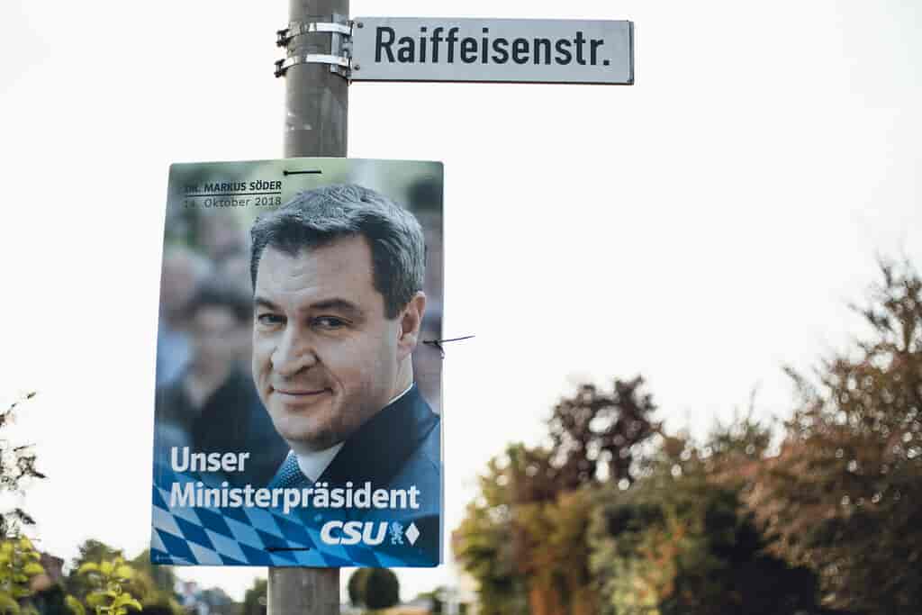 Markus Söder-valgplakat fra delstatsvalget i Bayern i 2018