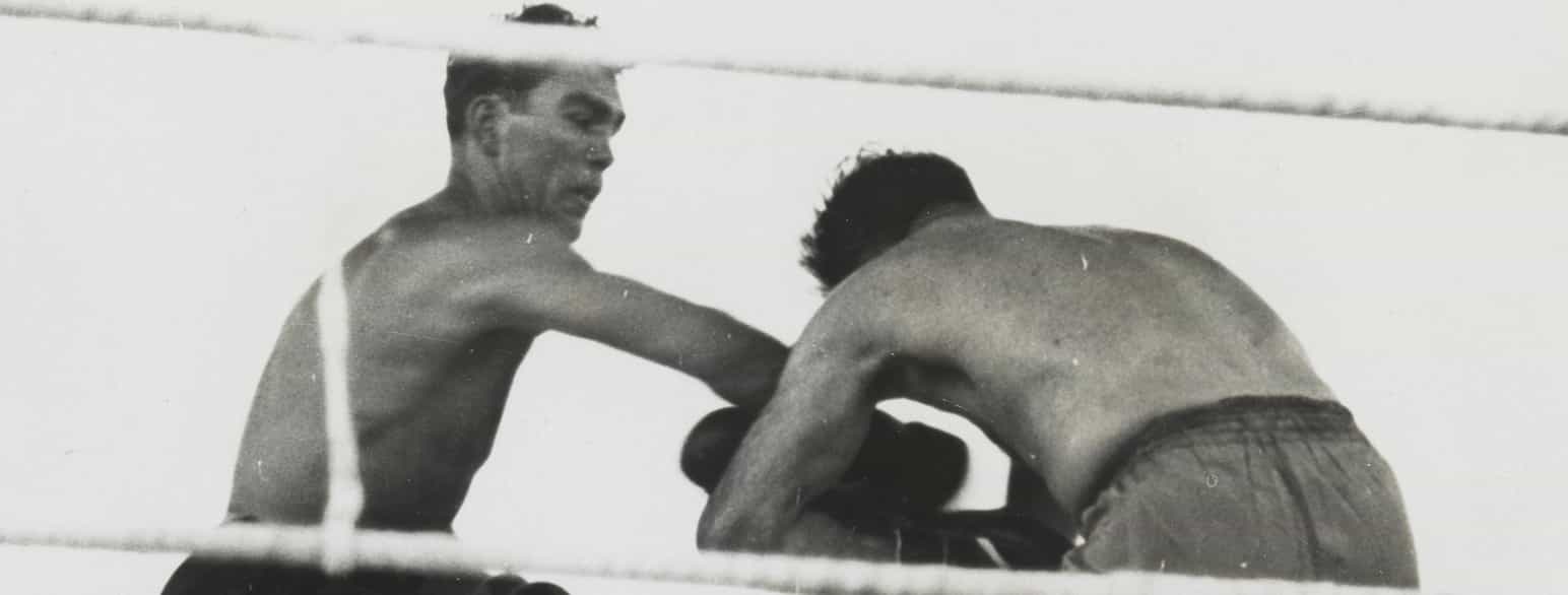 Max Schmeling i kamp mod en uvis modstander, 1935.