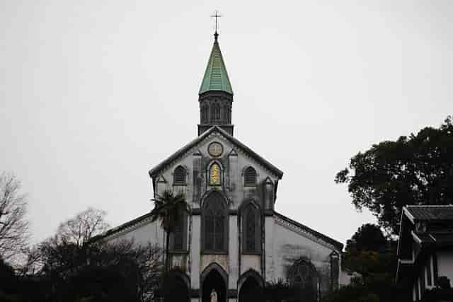 Oura-kirken i Nagasaki, hvor de "skjulte kristne" gav sig til kende i 1865.
