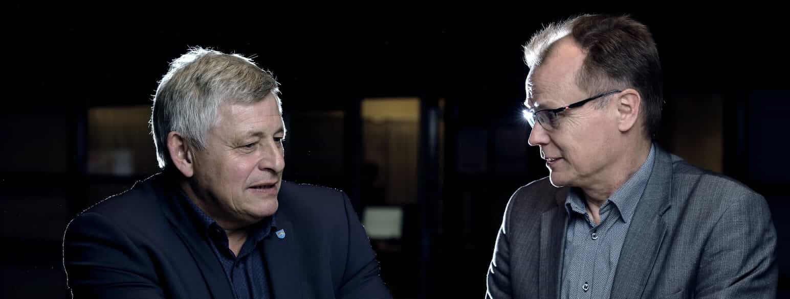 Borgmester Erik Buhl og daværende viceborgmester Peder Foldager under kommunalvalget i 2017