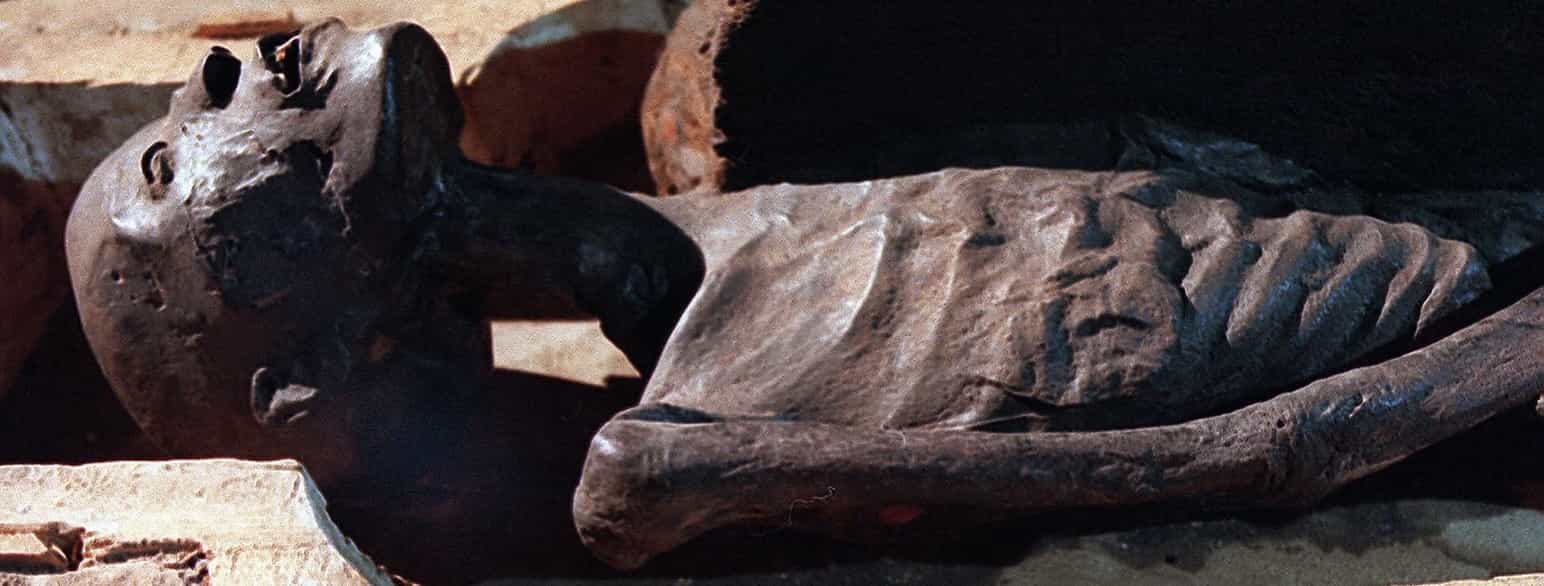 Mumie af en egyptisk præstinde i sin sarkofag, 18. august 2000.