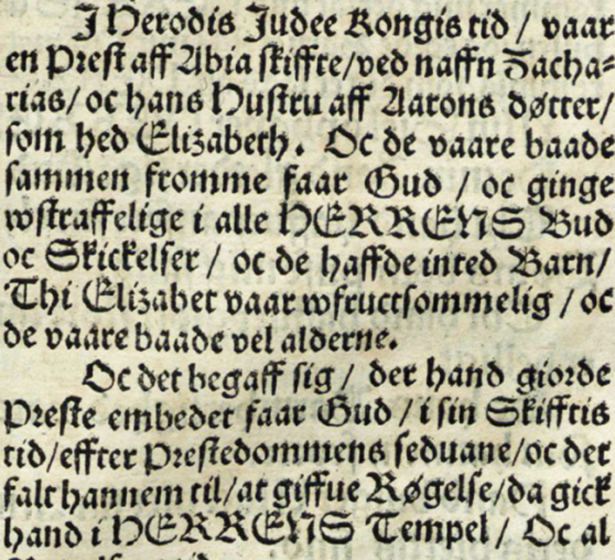 Et tekststykke fra Christian III's bibel sat i schwabacher