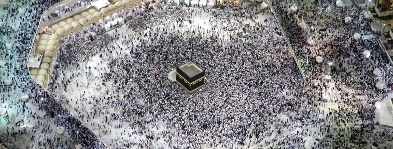 Muslimer på pilgrimsfærd ved kabaen i Mekka, Saudi-Arabien, 3. september 2017