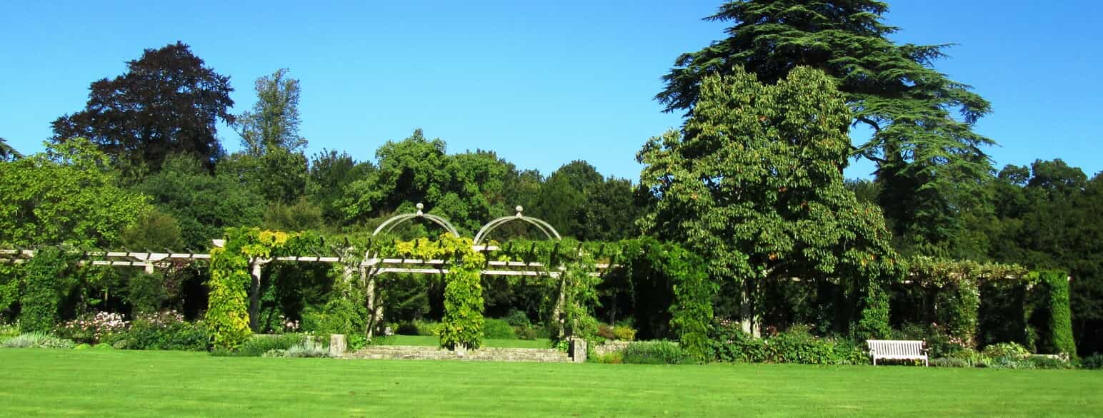 Pergola i West Dean Gardens i West Sussex, Storbritannien. September 2015.