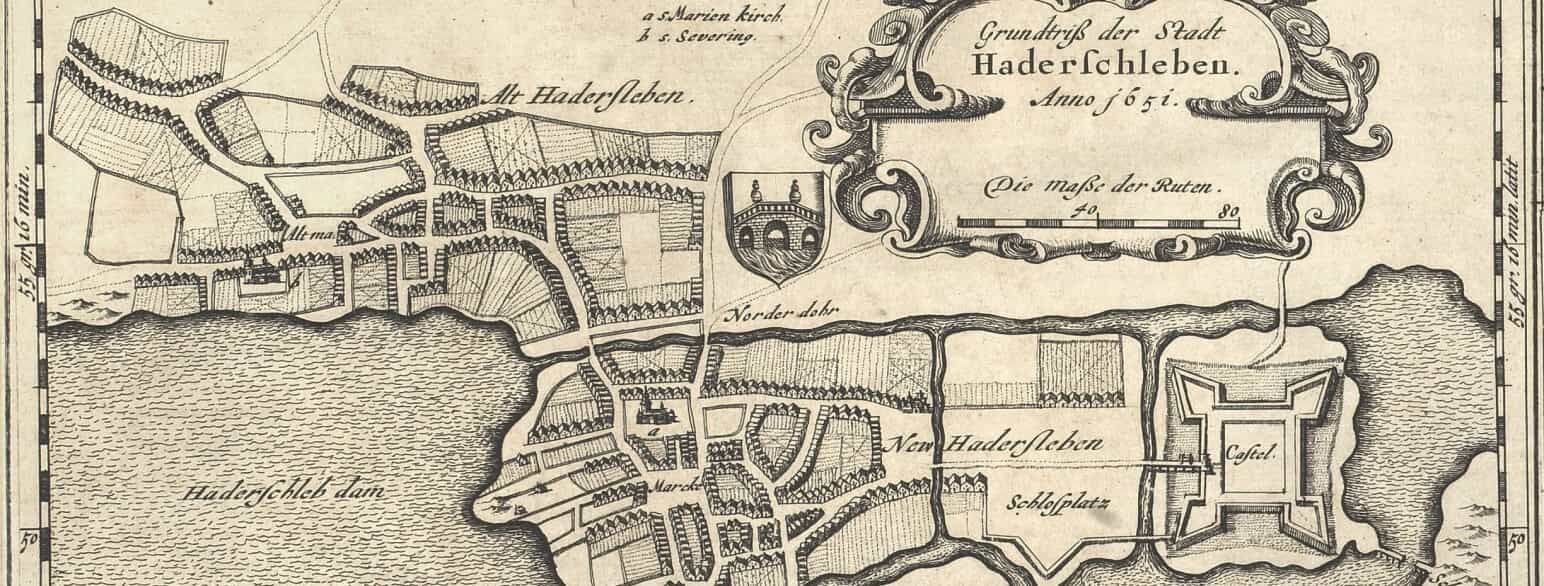 Johannes Mejers kort Grundtriss der Stadt Haderschleben fra 1651