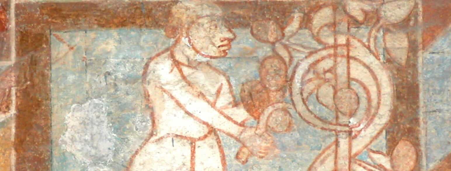 Kalkmaleri fra omkring 1200 i Sønder Nærå Kirke