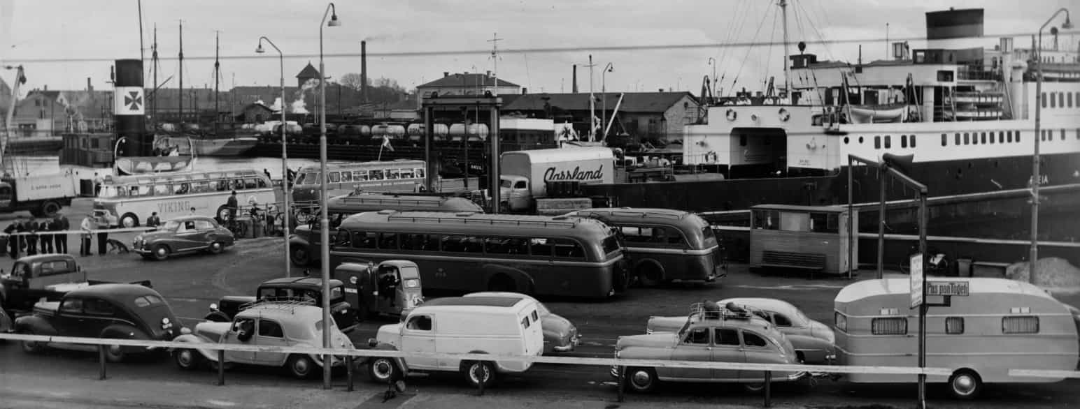 Bilkø ved færgehavnen i Nyborg i 1953
