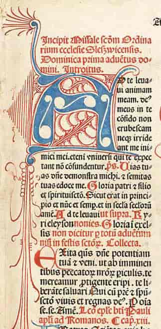 Indledningen til Missale Slesvicense trykt af Stephan Arndes i 1486