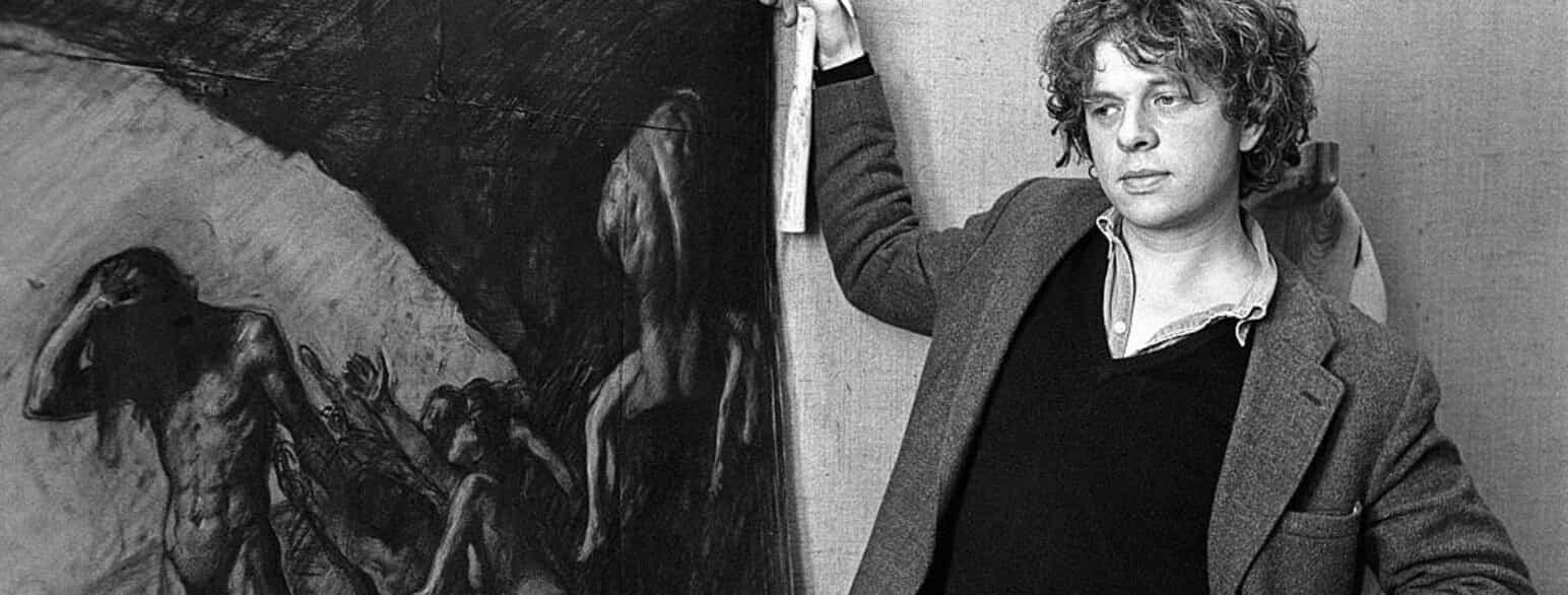 Odd Nerdrum foran et af sine værker. Foto fra 1979