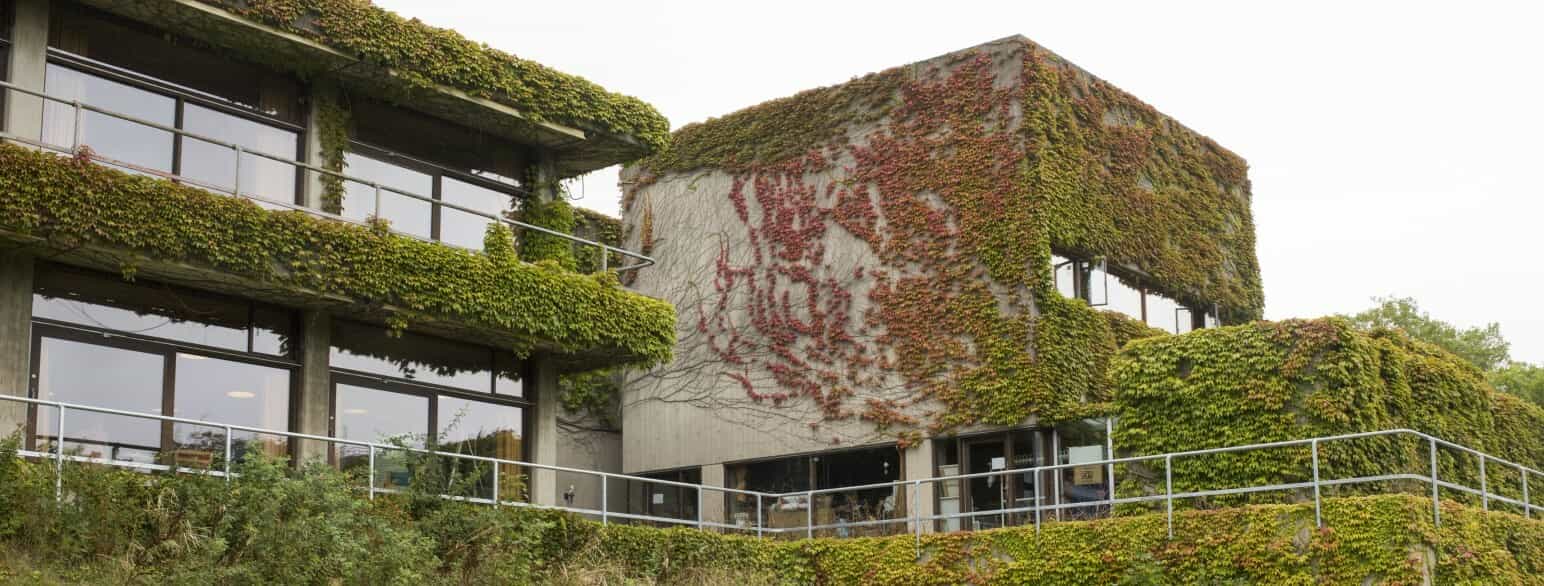 Holbæk Seminarium er opført i 1965 i tidens moderne materialer beton og glas i modernistisk brutalisme