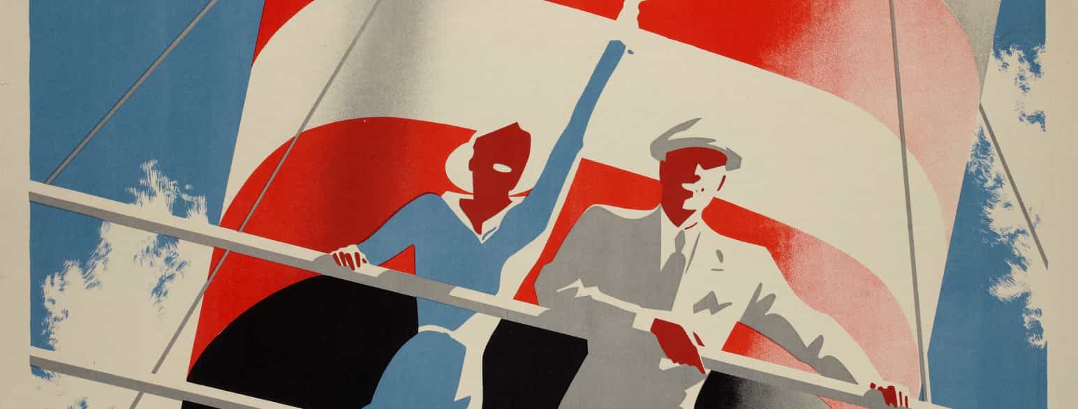 Henry Thelanders plakat fra 1935 for DSB skulle promovere færgeoverfarten Aarhus-Kalundborg