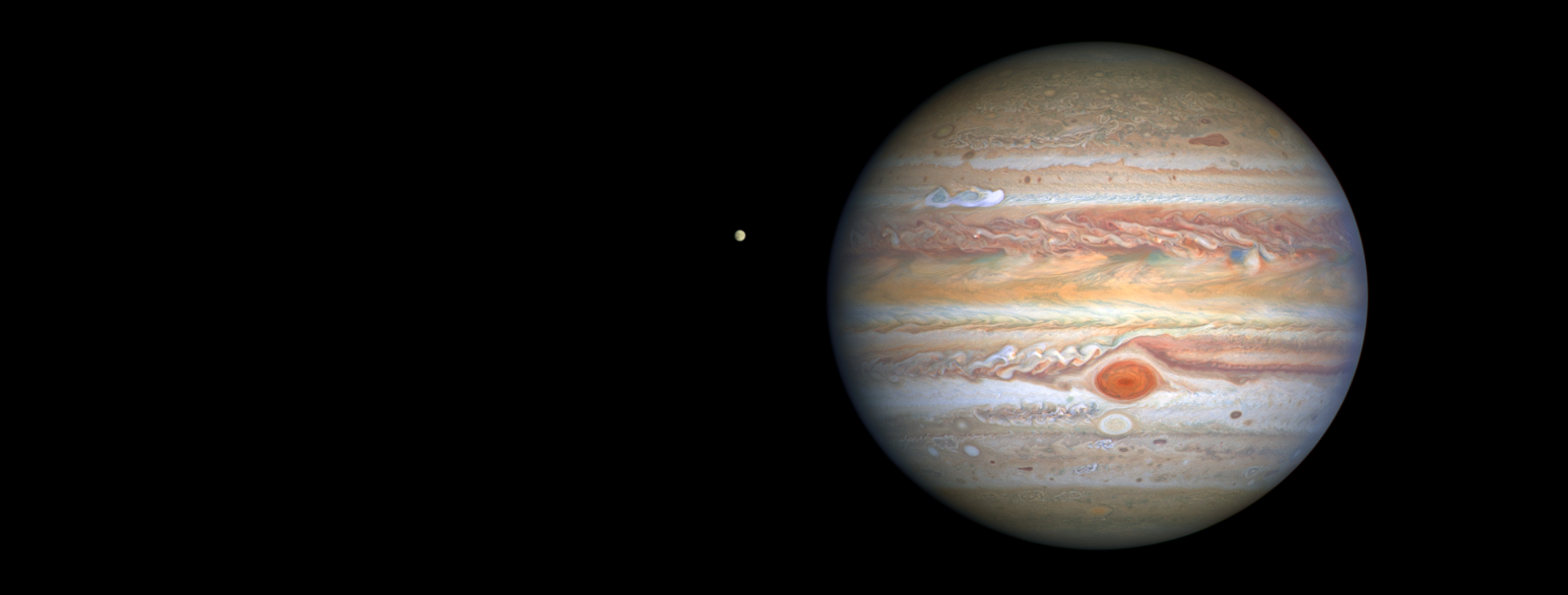 Jupiter og en af dens måner Europa