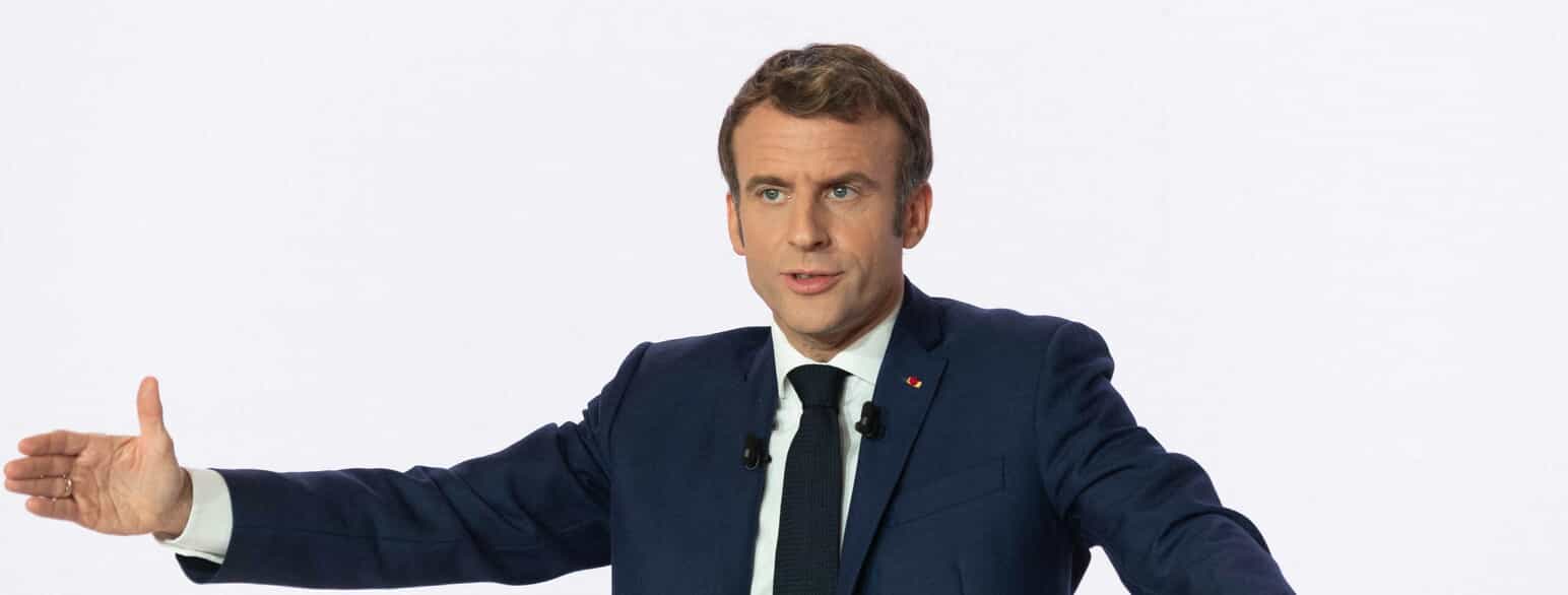 Emmanuel Macron ved en pressekonference i Paris, den 9. december 2021.
