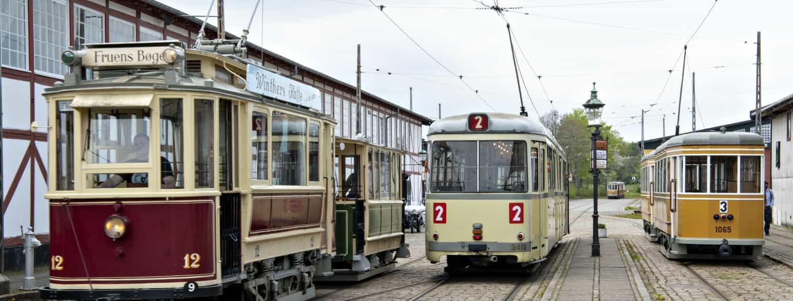 Busser og sporvogne er en del af Sporvejsmuseet Skjoldenæsholms ca. 100 køretøjer, hvoraf flere er i drift
