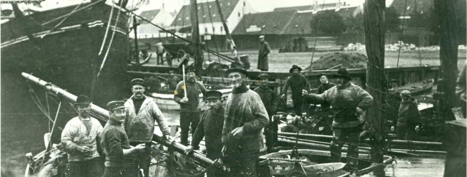 Her losses sild i Skælskør Havn i 1909