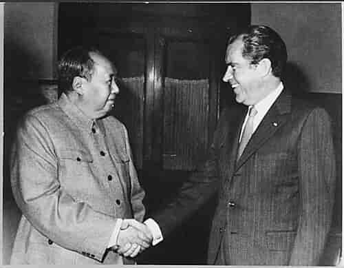 Mao Zedong mødtes med den amerikanske præsident, Richard Nixon, i 1972