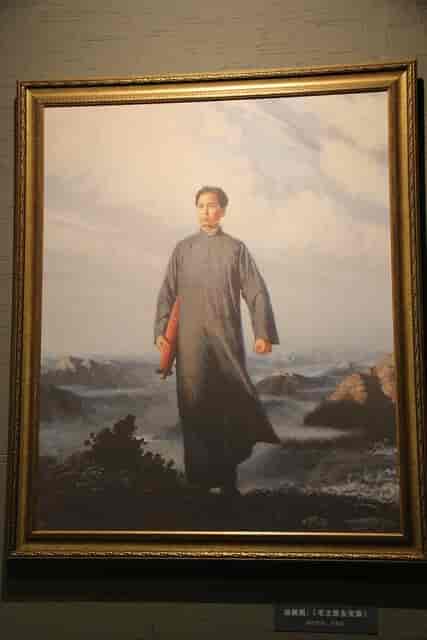 Mao Zedong som revolutionær i Jiangxi-sovjetten. Maleri på Jiangxi Museum i Nanchang China.