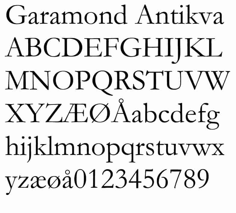 Monotypes version af Garamond Antikva