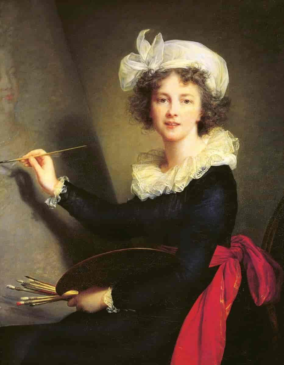 Selvportræt med skitse af Marie Antoinette