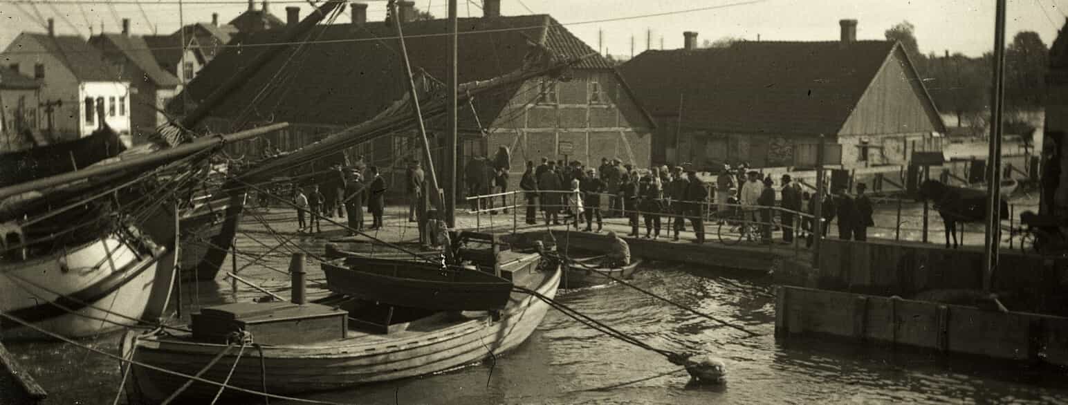 Oversvømmelse ved Sakskøbing Havn i 1913