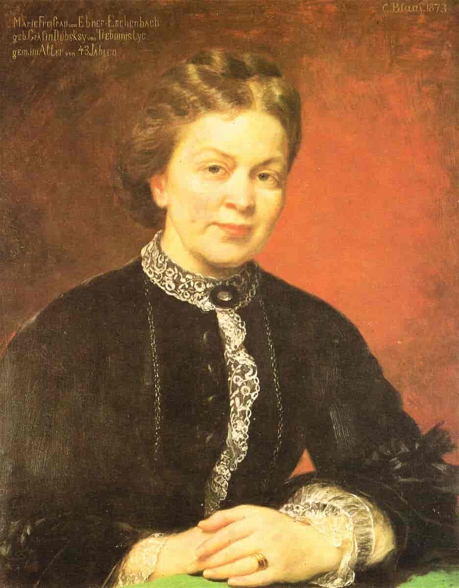 Portræt af Marie von Ebner-Eschenbach, 1873, 43 år. 