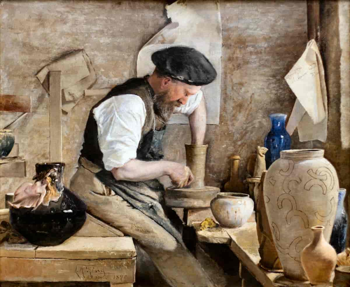 L.A. Rings portræt "Pottemageren Herman Kähler i sit værksted" (1890)
