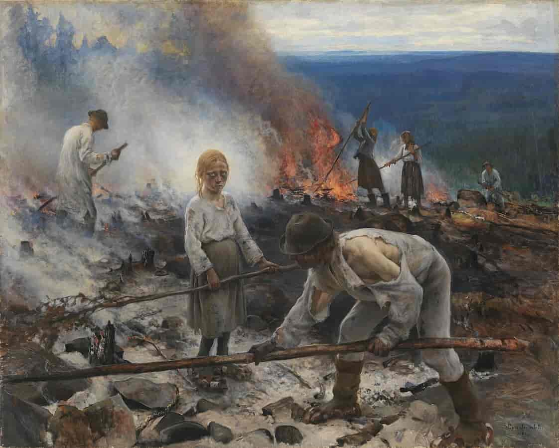 Eero Järnefelts maleri under åget - svedjebrug