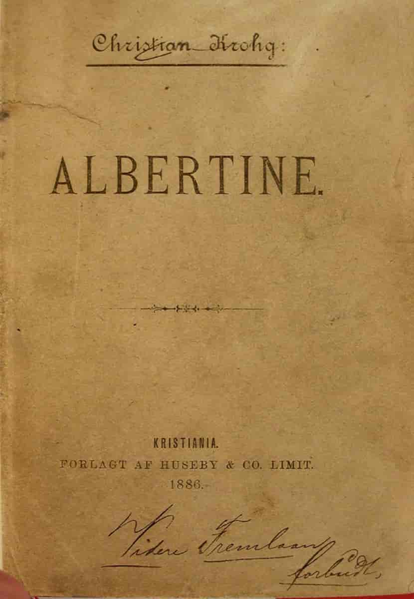 Et bibliotekseksemplar af 1.udgaven af Albertine