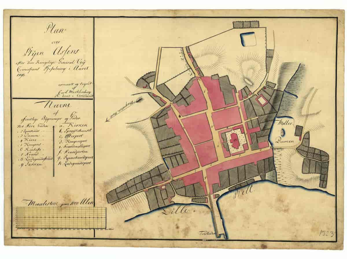Plan over Byen Assens, 1798