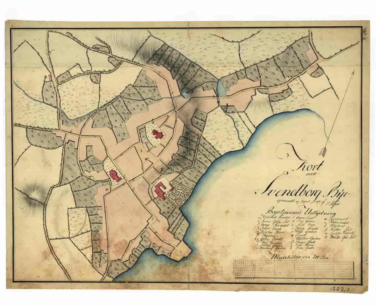 Kort over Svenborg Bye, 1798