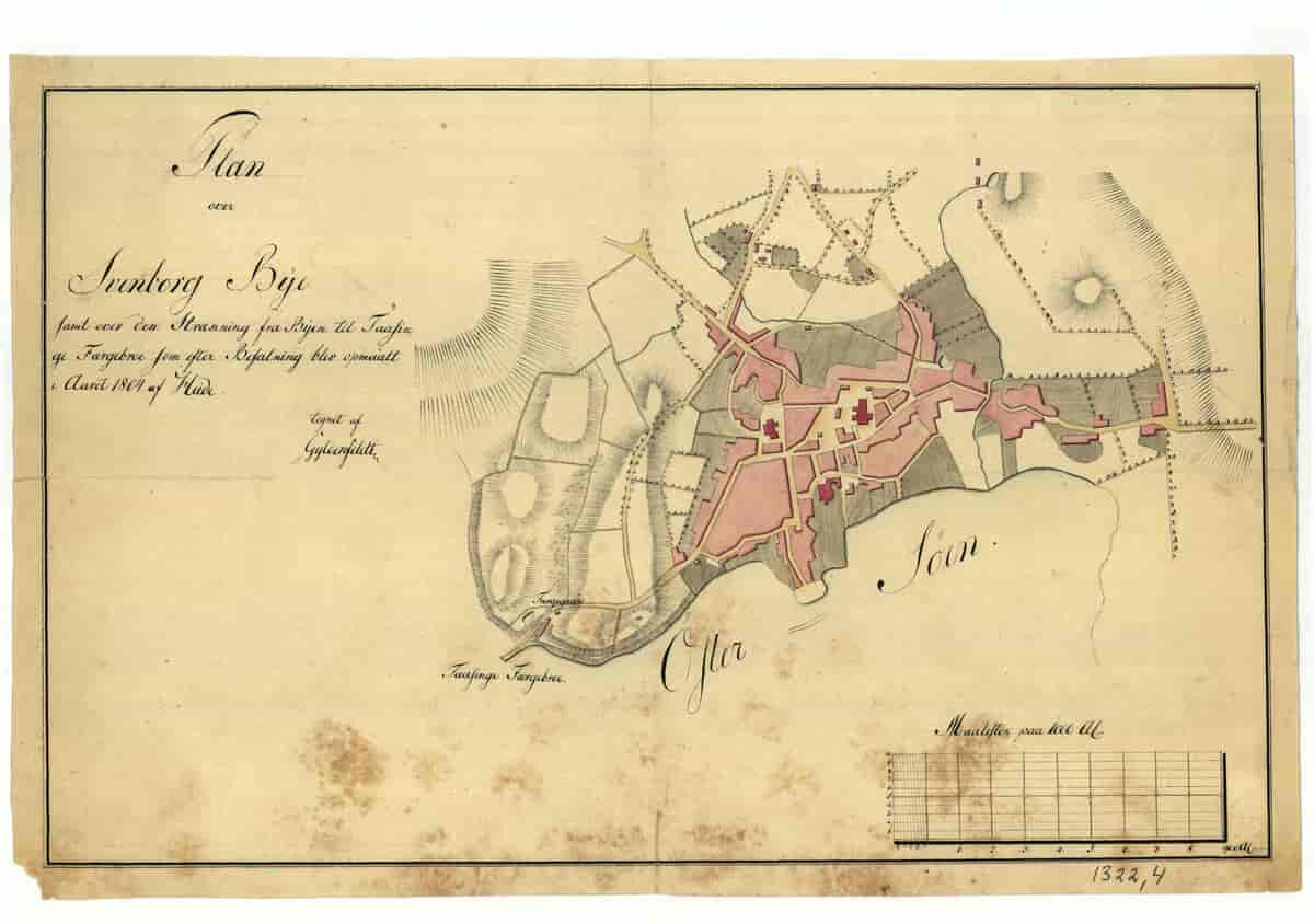 Plan over Svendborg Bye, 1804