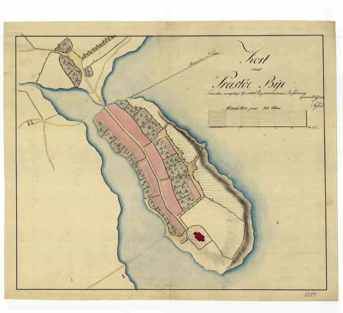 Kort over Præstøe Bye, opmaalt Aar 1800