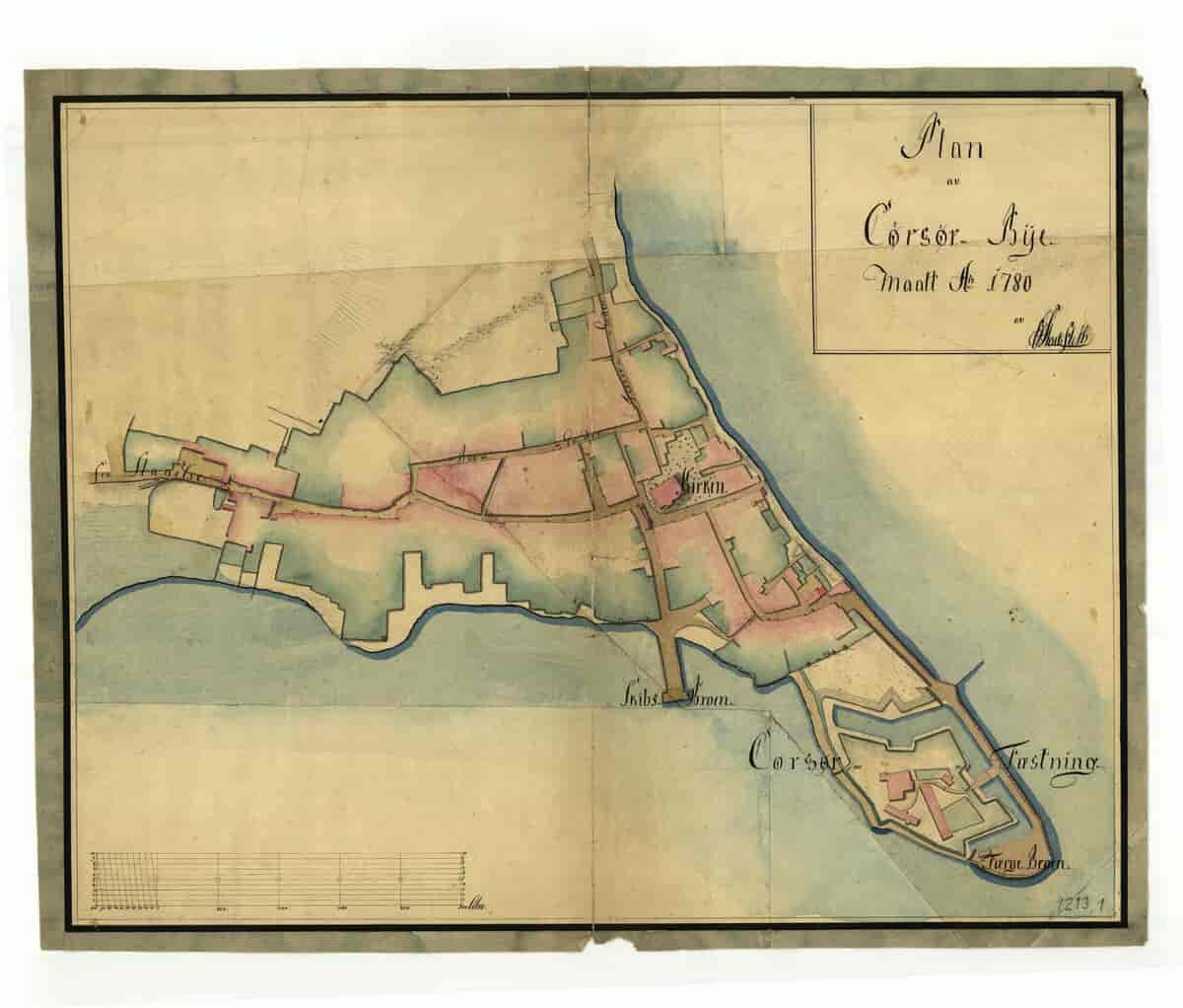 Plan over Corsør Bye maalt Aar 1780