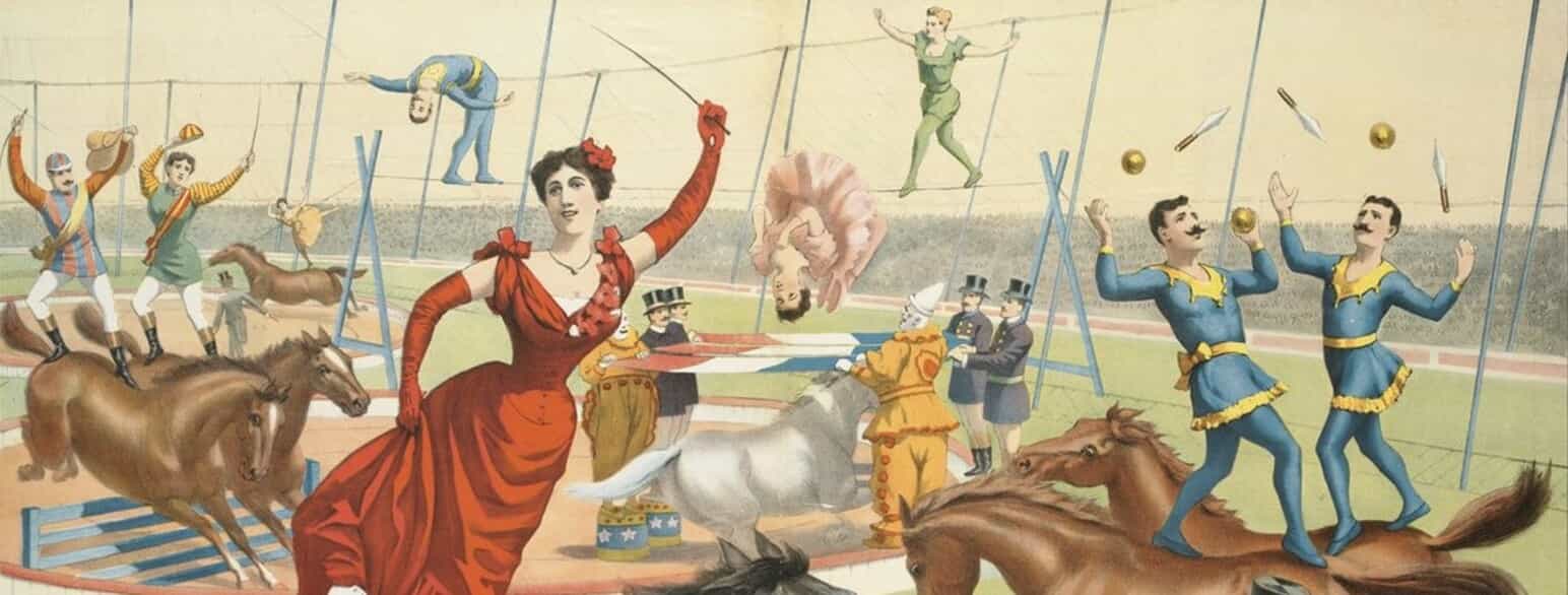 Udsnit af plakat fra 1898, der reklamerer for Barnum & Baileys cirkus 