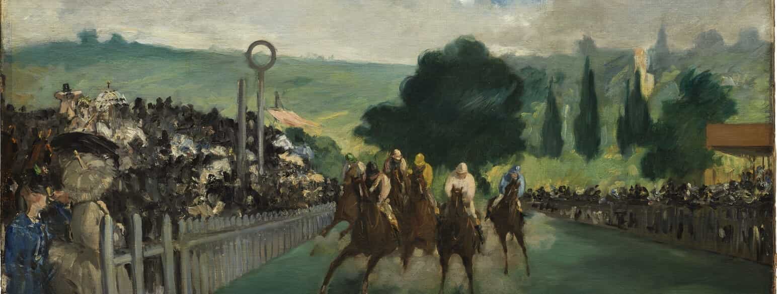 Manets Les Courses à Longchamp, som betyder 'væddeløb på Longchamp', fra 1866.