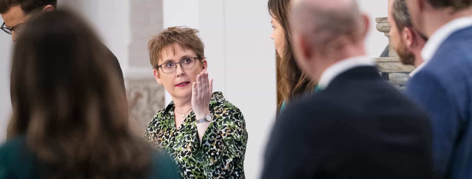 Marianne Karlsmose under en partilederdebat på Christiansborg efter valgudskrivelsen den 5. oktober 2022.