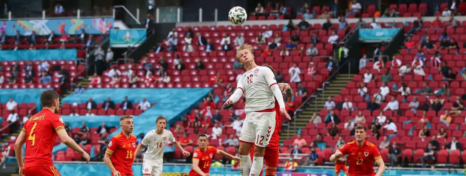 Kasper Dolberg i ottendedelsfinalen mod Wales under EM i 2021