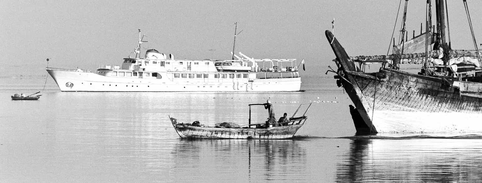 Ind til olie- og gasforekomsterne ændrede Qatars økonomi radikalt, var fiskeri det vigtigste erhverv i landet. Foto fra 1971.