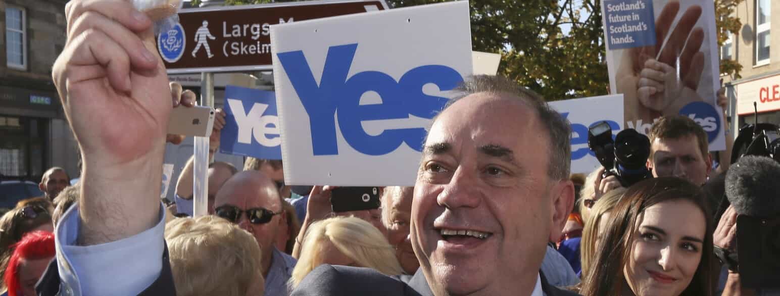Alex Salmond i spidsen for kampagnen for skotsk selvstændighed. Foto fra 17. september, 2014.