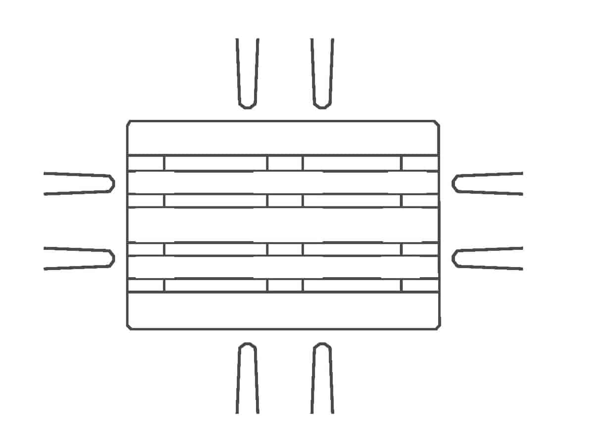 Tegning viser palle med løft fra fire sider