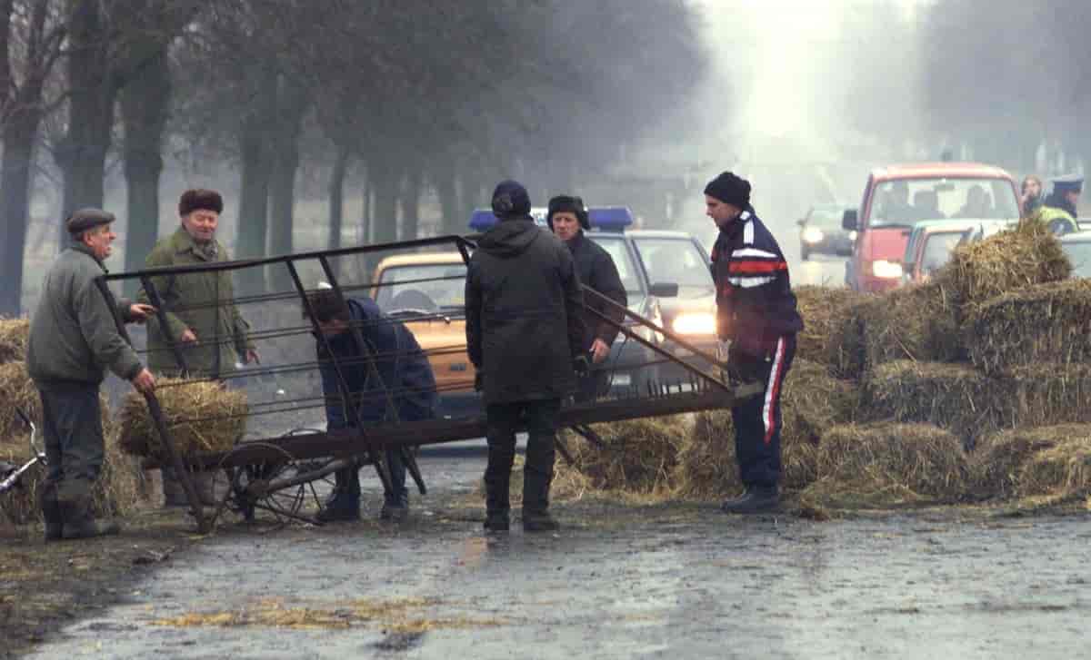 Polske bønder blokerer veje, 1999.