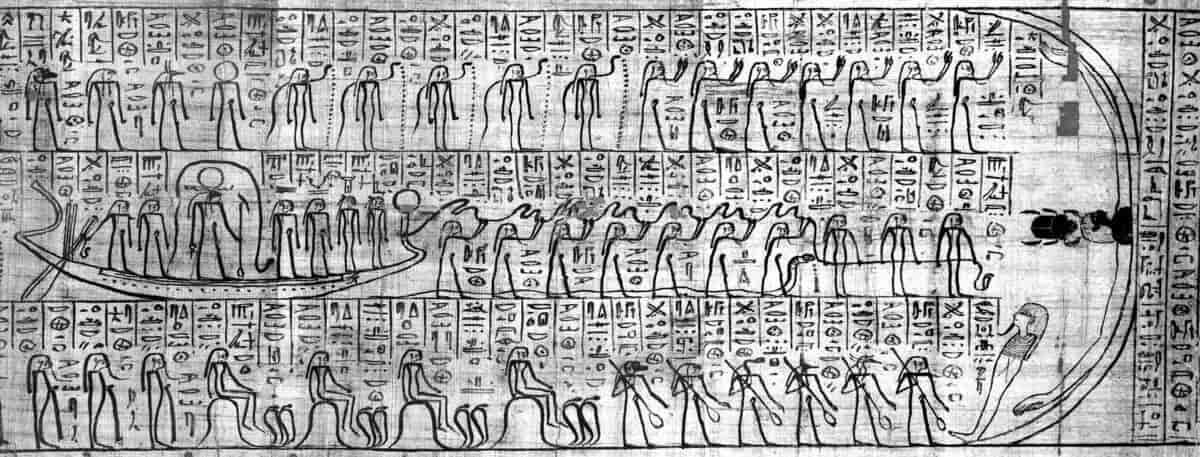 Fra en papyrus med slutningen af underverdensbogen Amduat