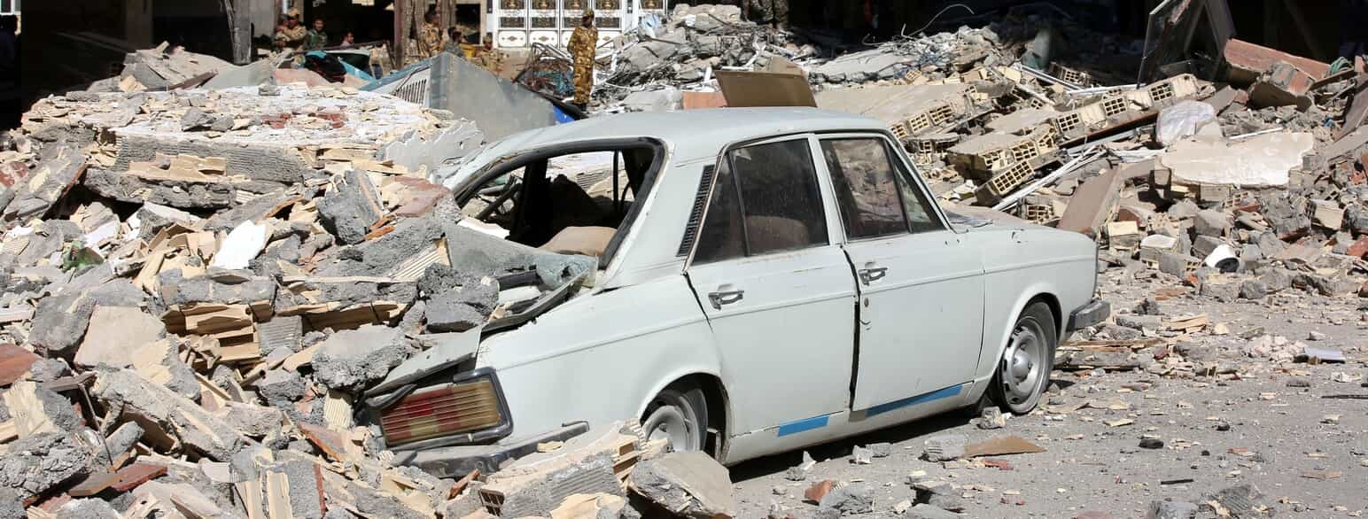 Ødelæggelser efter jordskælvet i Kermanshah, Iran, i 2017. Jordskælvet målte 7,3 på Richterskalaen