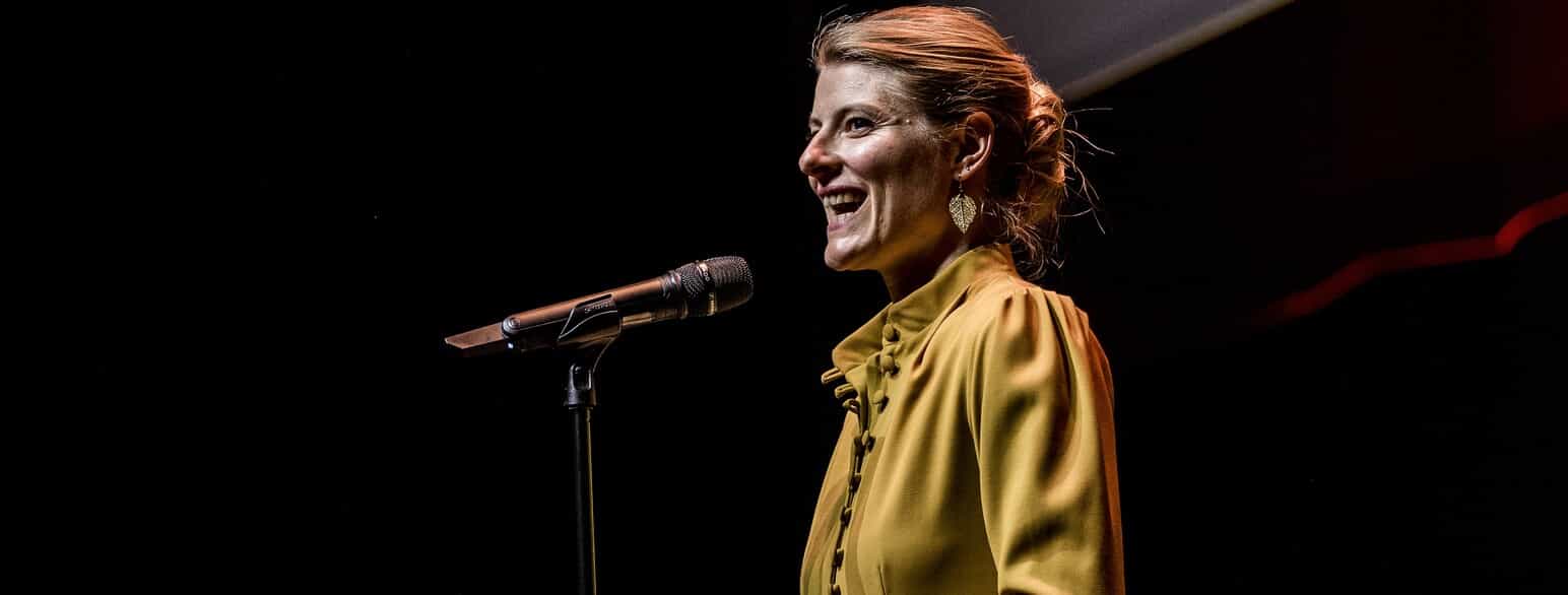 Ane Halsboe-Jørgensen taler ved uddelingen af Årets Reumert 2022