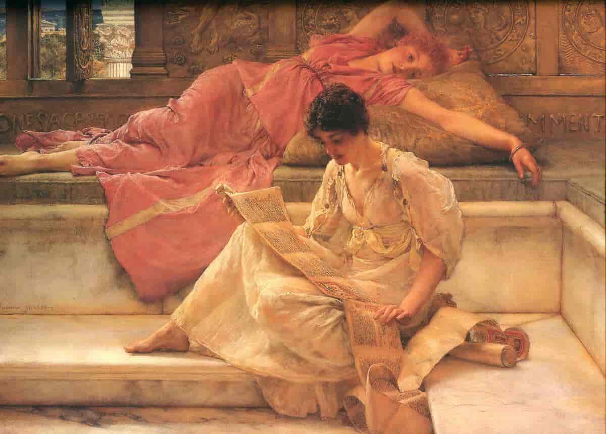 Romersk kvinde fordybet i digte