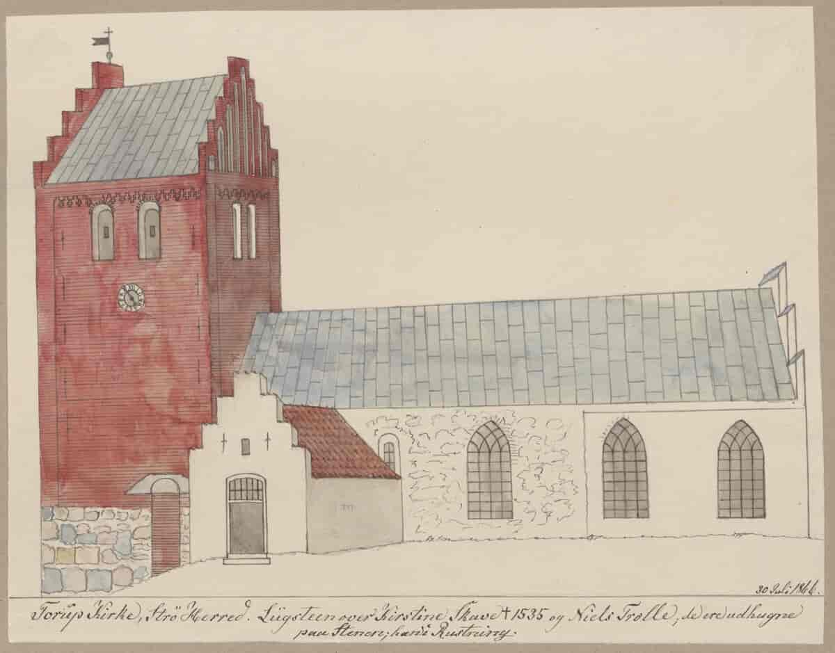 Tegning af Torup Kirke